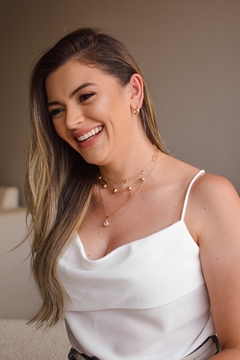 Choker Corrente Fina+Esferas Dourado - loja online