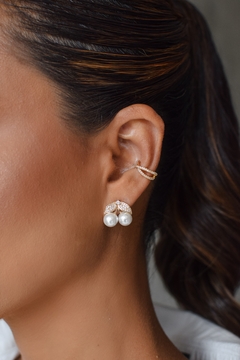 Piercing X Cravejado Dourado - Nhá Biju