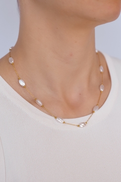 Choker Pérolas Ovais Dourado - comprar online