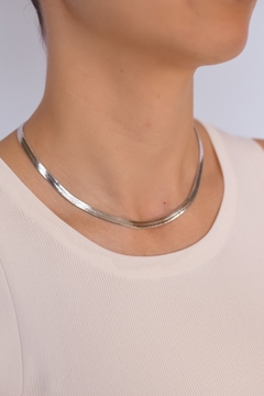 Choker Malha Achatada Prata - comprar online