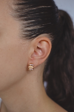 Brinco Argola Oval Liso+Texturizada P Dourado