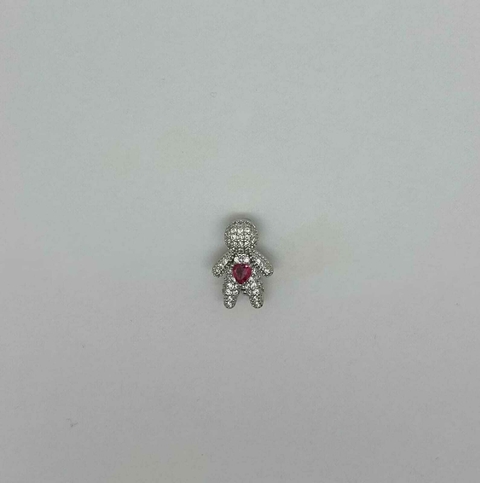 Pingente Menino Strass Pink Charms Prata