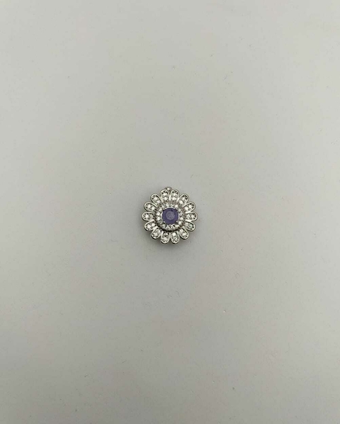 Pingente Girassol Strass Lilás Charms Prata