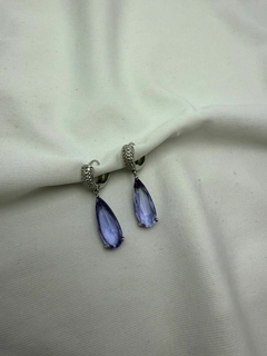 Brinco Argola Cravejada+Gota Roxo Prata - comprar online