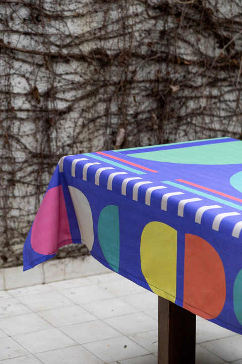 MANTEL ALGODON CIRCULOS VINTAGE