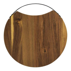 Tabla Redonda Madera Acacia Con Asa Metalica