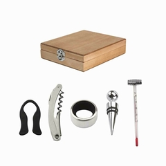 Set caja madera Utensilios Vino Termometro Sacacorcho