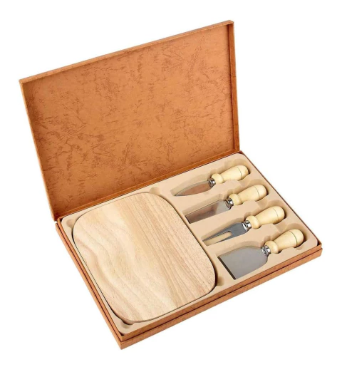 Set Cortadores Cuchillos Queso Con Tabla Y Estuche