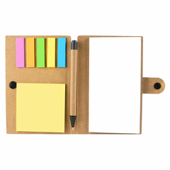 Libreta ecologica broche hoja blanca y boligrafo