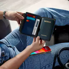 Porta Pasaporte cierre magnetico Cartera Tarjetas Grey - comprar en línea