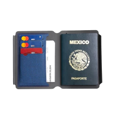 Porta Pasaporte cierre magnetico Cartera Tarjetas Grey - tienda en línea