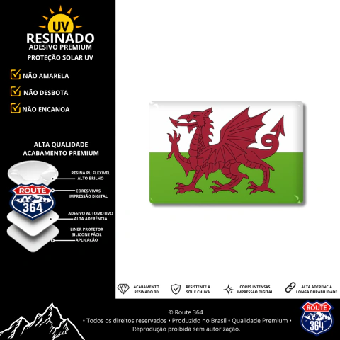 Adesivo Resinado Bandeira - País de Gales