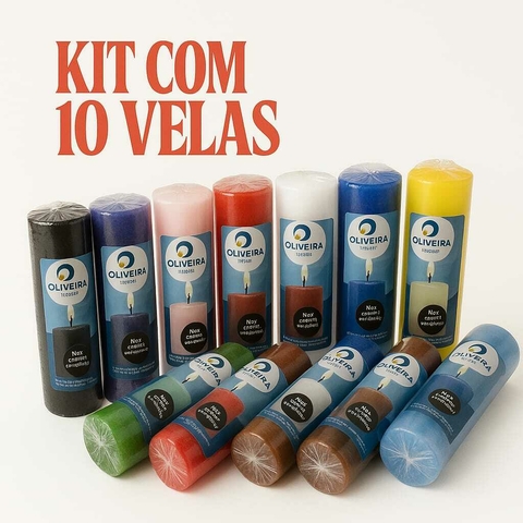 Kit 10 Velas De 7 Dias Coloridas 100% Parafina Pura 210g - comprar online