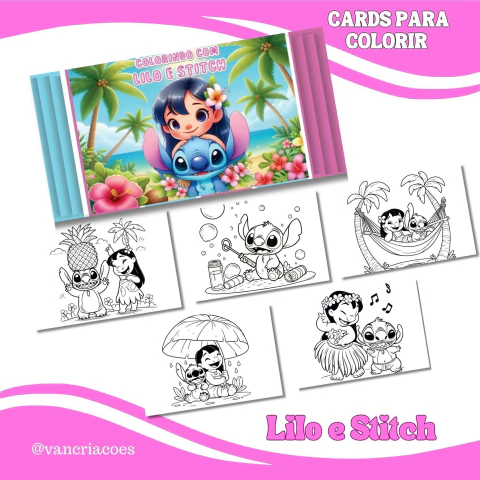 Cards para Colorir - Lilo e Stitch - Arquivo Digital - comprar online