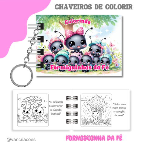 Chaveiro de Colorir Formiguinha da Fé - Arquivo Digital - comprar online
