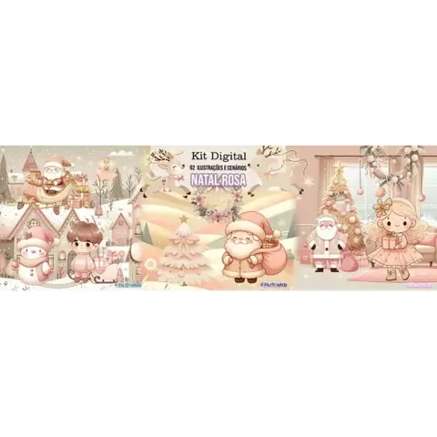 Kit Digital Natal Rosa - comprar online