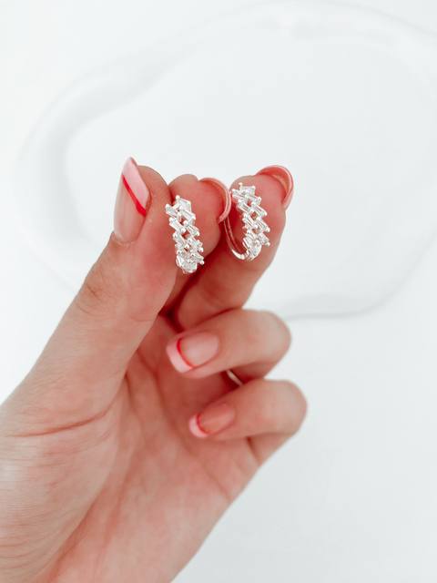Argollas Sidney micropave & acero blanco (PAR)