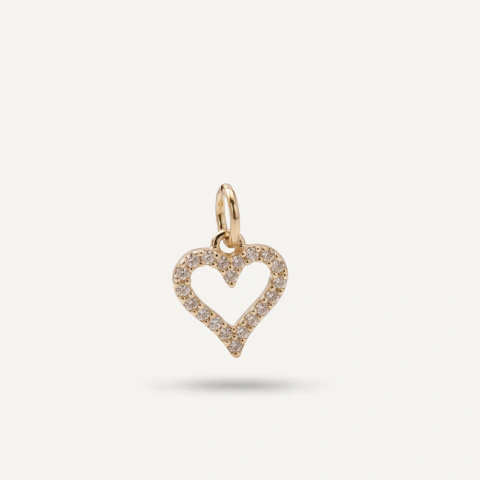 Charm Coração Cravejado - Banho de Ouro