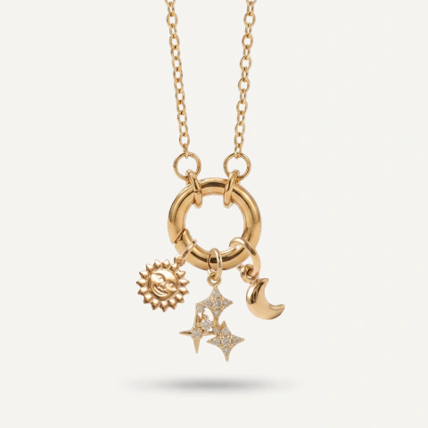 Kit Charms - Sol + Estrelas + Meia Lua