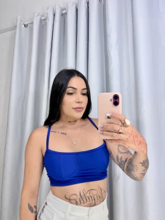 Cropped Paola preto azul