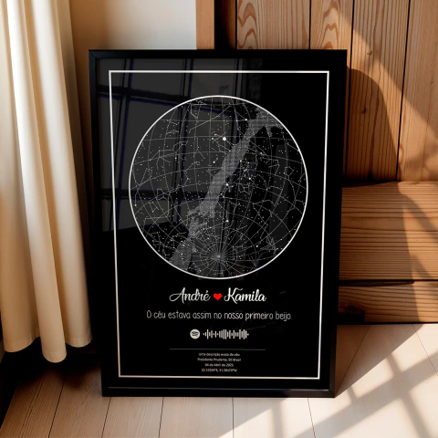 Quadro Mapa Das Estrelas Qrcode Spotify