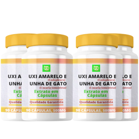 Uxi Amarelo Com Unha de Gato, 500mg, 90 Cápsulas - 4 Unidades - comprar online