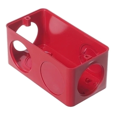 Caixa de PVC vermelha vista de frente