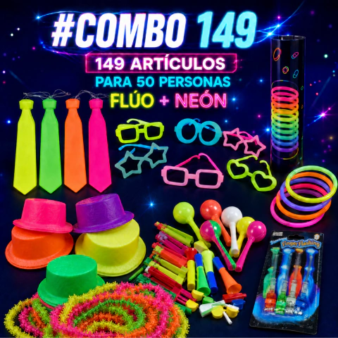 COMBO CARIOCA 149 ARTICULOS FLUO 50 PERSONAS