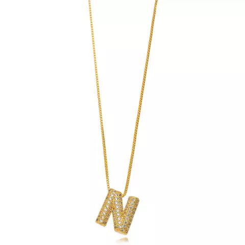 Colar inicial verneziana zircônia dourado - comprar online