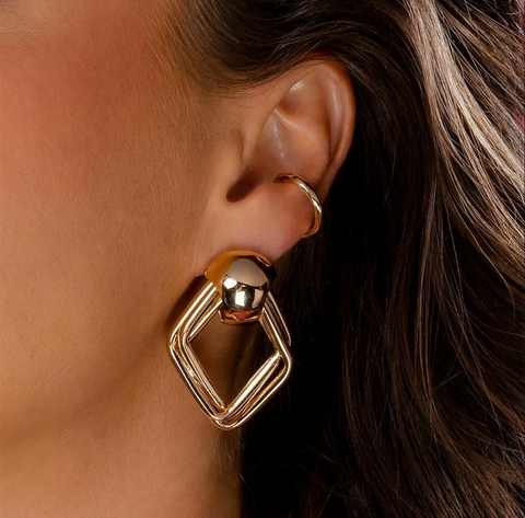 Brinco X liso banhado a ouro - comprar online