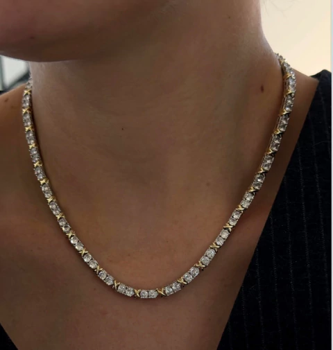 Colar riviera X dois banhos fecho jóia - comprar online