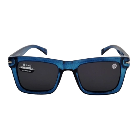 Óculos de Sol Polarizado Azul Translúcido Mhandala Estilo Clássico Retangular - comprar online