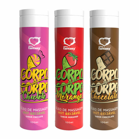 Óleo de Massagem Corpo a Corpo Hot Beijável 100ml Sexy Fantasy