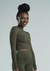 Kit Legging + Blusa Cropped ML Push - Verde Militar - Moda Fitness | Mulher Elástica 