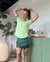 Kit Saia Shorts Athletic - Verde Escuro + Camiseta Run Compression - Verde Neon - Moda Fitness | Mulher Elástica 