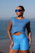 Regata Cropped Power Shape - Azul Cibernético