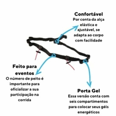 Cinto para número de peito corrida com espaço para gel - ARY MODA FITNESS