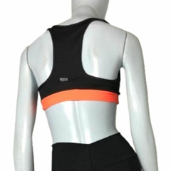 Imagem do Conjunto Short linha Run - Preto com barra Laranja neon