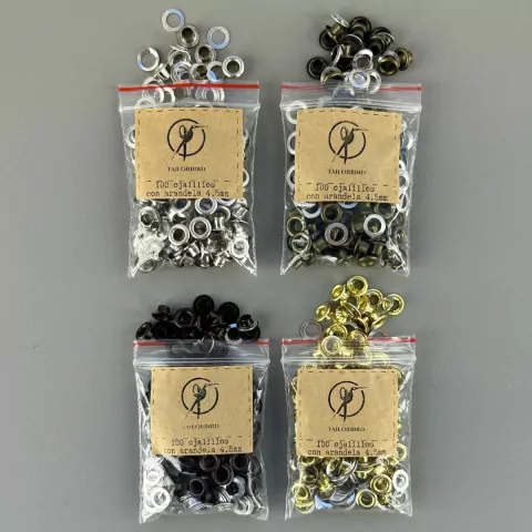Ojalillos de 4,5 mm x 100 Unidades. Ideales para usar con el Kit Coloca Broches y Ojalillos | TAILORBIRD