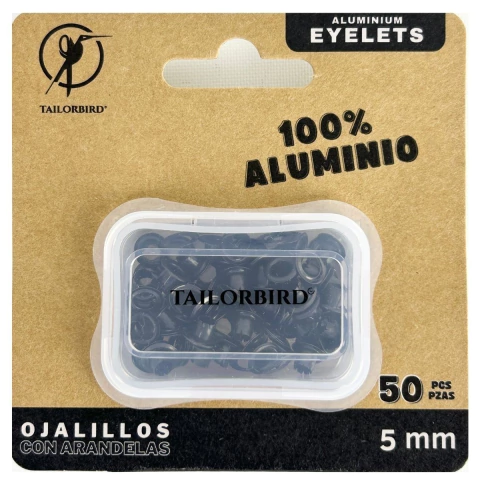 Ojalillos de 5 mm DE ALUMINIO con ARANDELAS x 50 Unidades. Ideales para usar con el Kit Perforador y Colocador de Ojalillos | TAILORBIRD - comprar online