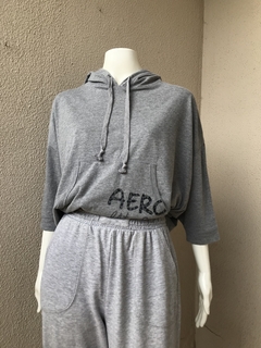 Blusa Com Capuz Cinza Aero - P/M