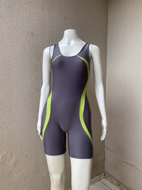 Macaquinho Fitness Oxer Cinza/Verde - P