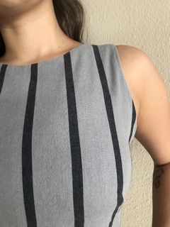 Vestido Cinza Listras Sacada - 36 na internet