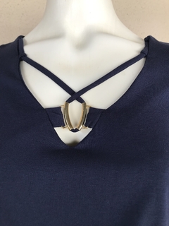 Blusa Azul Escuro Stroke - P - comprar online