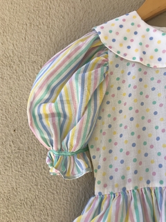 Vestido Infantil Poá/listras - 6-8 Anos - Brechó de Casa