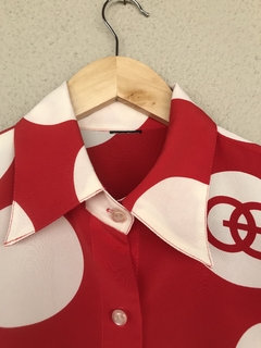 Camisa Crepe Estampa Vermelha - P/M - comprar online