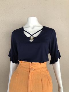 Blusa Azul Escuro Stroke - P