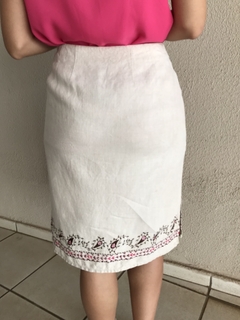 Saia Linho Bordada Ann Taylor - 38