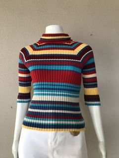 Blusa Tricô Listras Coloridas - M - comprar online
