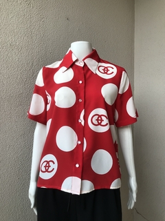 Camisa Crepe Estampa Vermelha - P/M - loja online